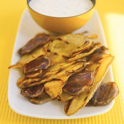 Grilled Potato Chips With Chive Dip
