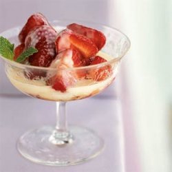 Crème Anglaise with Brown-Sugared Strawberries