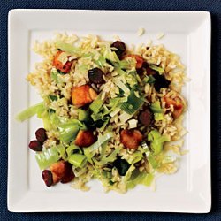 Chicken Fried Rice with Leeks and Dried Cranberries