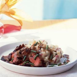 Bourbon and Brown Sugar Flank Steak with Garlic-Chive Mashed Potatoes
