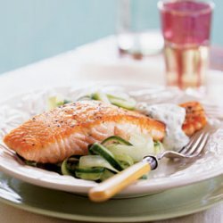 Salmon with Cucumber Salad and Dill Sauce
