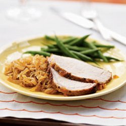 Rubbed Pork Loin with Apricot Glaze and Sauerkraut