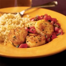 Rosemary Fried Scallops with Tomato-Caper Salad