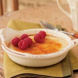 Honey Crème Brûlee with Raspberries