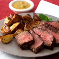 Pepper-Crusted Steak with Mustard-Mint Sauce