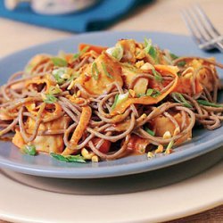 Spicy Soba Noodles with Chicken in Peanut Sauce