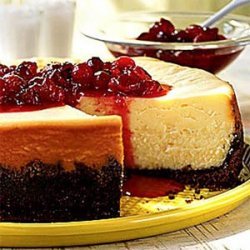 White Chocolate Cheesecake with Cranberry Currant Compote