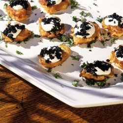 Potato Blini with Sour Cream and Caviar