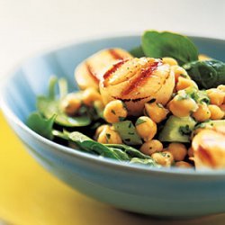Grilled Scallops with Lemon-Chickpea Salad