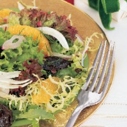 Prune, Orange, Fennel, and Red Onion Salad with Mixed Greens