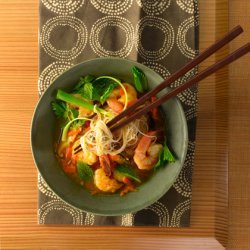 Asian Rice Noodle and Shrimp Soup