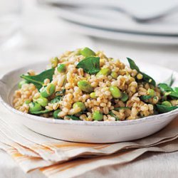 Pearl Barley with Peas and Edamame 