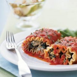 Lasagna Rolls with Roasted Red Pepper Sauce