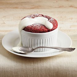Red Velvet Souffles with Whipped Sour Cream