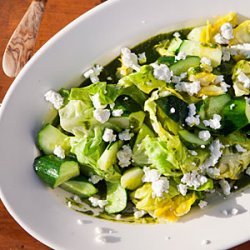 Lettuce, Basil, and Cucumber Salad with Goat Cheese