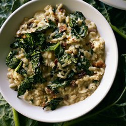 Crispy Grilled Kale and Pancetta Risotto