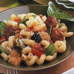 Pasta with Sausage, Eggplant and Basil