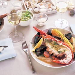 Lobster with Sausage, Mussels, Corn, and Potatoes