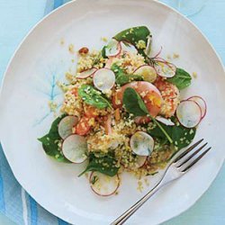 Lemony Bulgur Salad with Shrimp and Spinach