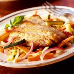 Sauteed Striped Bass with Summer Vegetables