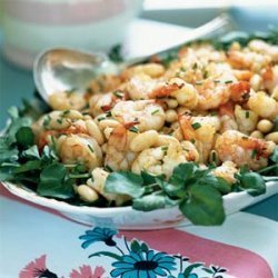 Shrimp and White Bean Salad over Watercress