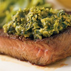 Grilled Sirloin Steak with Asparagus Tapenade