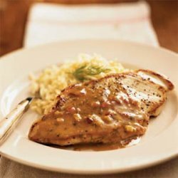 Pan-Roasted Chicken Cutlets with Maple-Mustard Dill Sauce