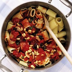 Rigatoni with Tomatoes, Raisins, and Pine Nuts