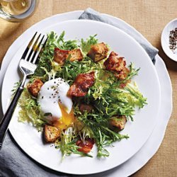 French Frisee Salad with Bacon and Poached Eggs