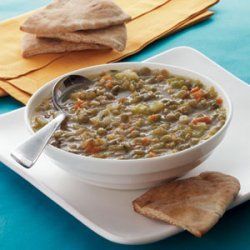 Greek Lentil Soup with Toasted Pita