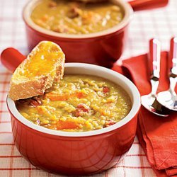 Split Pea Soup with Cheddar Toasts