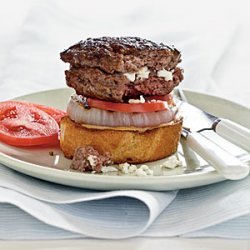 Feta-Stuffed Burgers with Grilled Onion on Sourdough