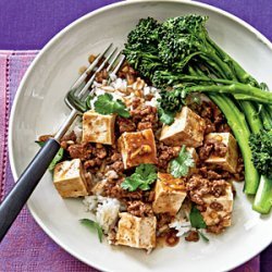 Ma Po Tofu with Steamed Broccolini