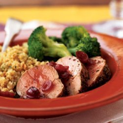 Roasted Pork Tenderloin Medallions with Dried Cranberry Sauce