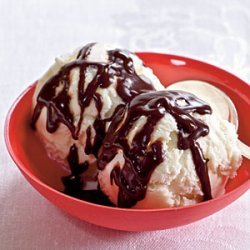 Ice Cream with Dark Chocolate Sauce