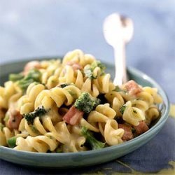 Rotini and Cheese with Broccoli and Ham