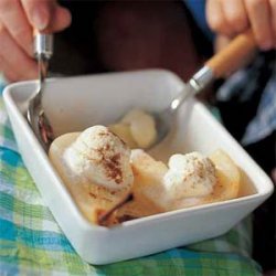 Poached Pears and Vanilla Ice Cream