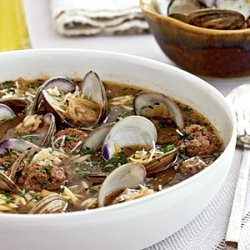 Clam Soup with Orzo and Meatballs
