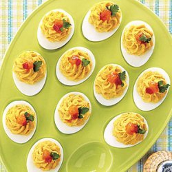 Curried Deviled Eggs with Chutney