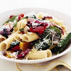 Rigatoni with Grilled Peppers and Onions