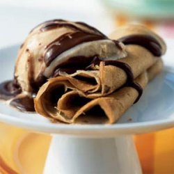 Espresso Crepes with Ice Cream and Dark Chocolate Sauce