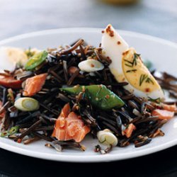 Wild Rice with Smoked Fish and Snap Peas