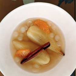 Tea-Poached Pears with Tapioca Pearls and Satsumas