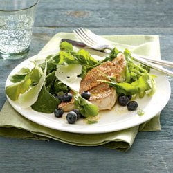 Arugula and Blueberry Salad With Seared Red Snapper