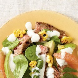 Grilled Steak-Corn-Spinach Salad