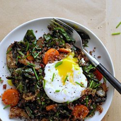 Red Quinoa Bowl with Swiss Chard and Poached Egg