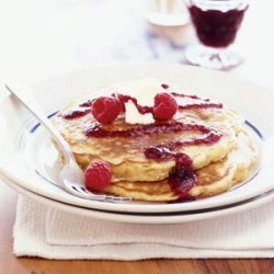 Oatmeal-Raspberry Pancakes with Berry Coulis