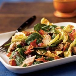 Warm Turkey and Spinach Salad with Crispy Pancetta and Cranberry Vinaigrette