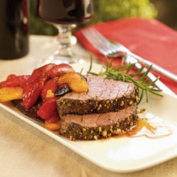 Rosemary Beef Tenderloin with Balsamic Peppers