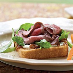 Open-Faced Beef Sandwiches with Greens and Horseradish Cream